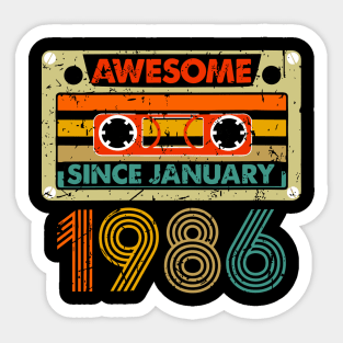 Awesome Since January 1986 38 Years Old 38th Birthday Sticker